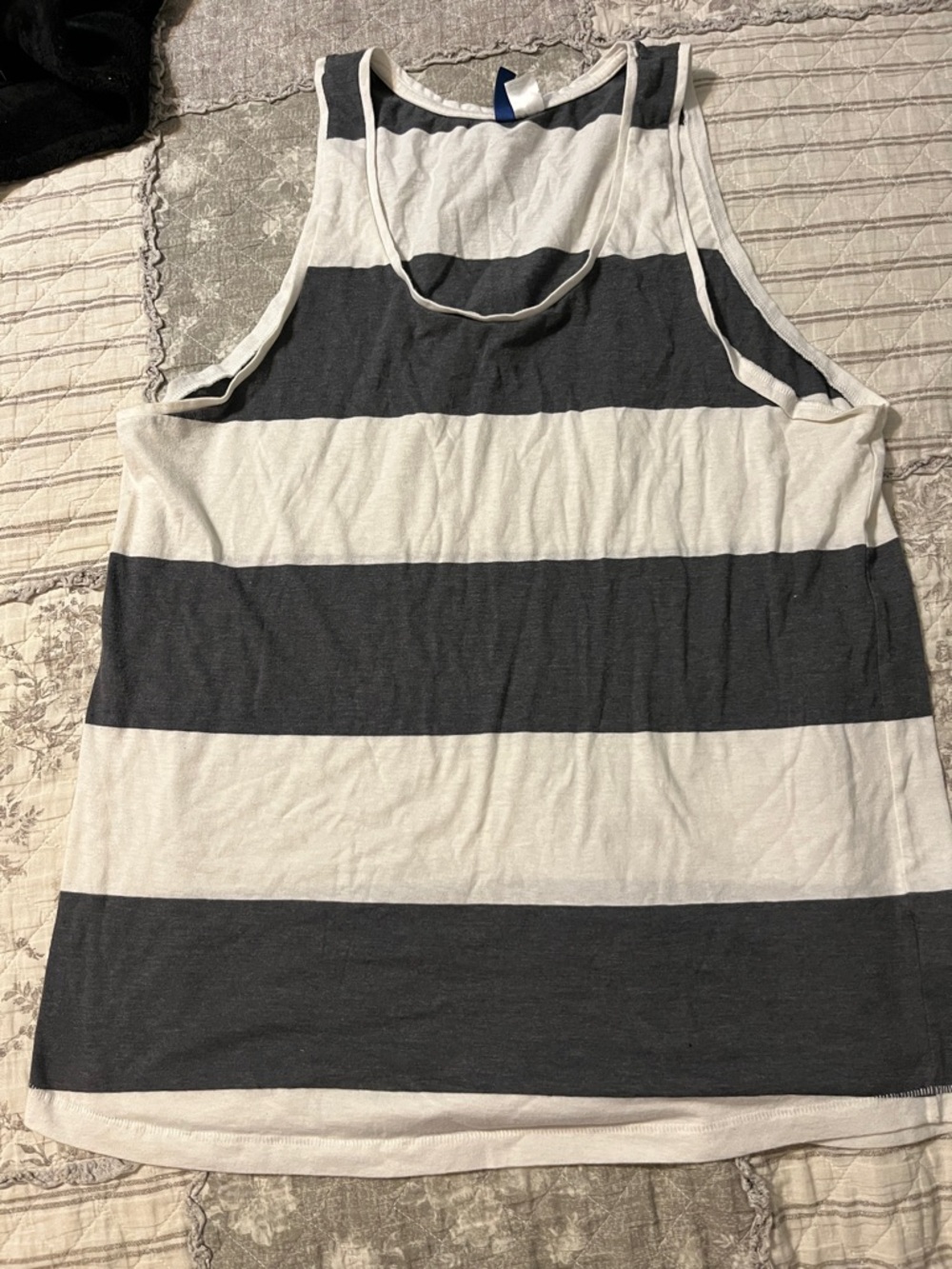 Divided Striped Tank Top in White and Gray